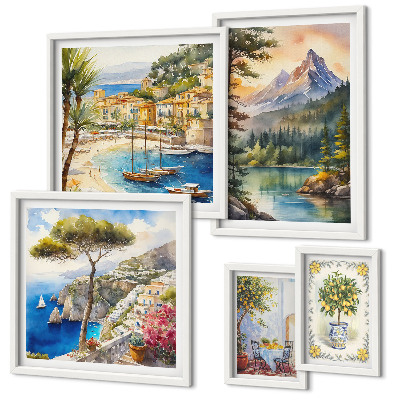 Set 5 slika u okviru Krajolici planina i morski pogledi
