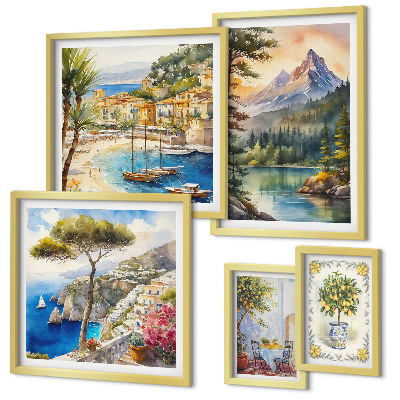 Set 5 slika u okviru Krajolici planina i morski pogledi