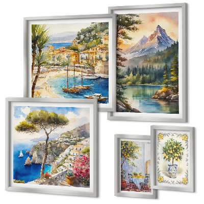 Set 5 slika u okviru Krajolici planina i morski pogledi