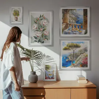 Set slika iznad kauča Slikoviti cvjetni pogledi set slika s motivom cvijeća