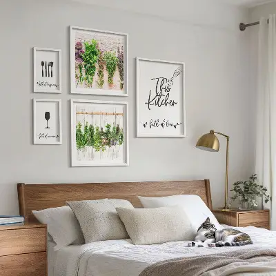 Poliptih u okviru pribor za kuhinju s motivom začinskog bilja