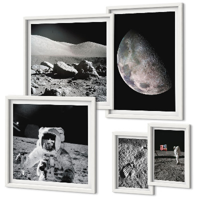 Set slika iznad kauča Mjesečevi krajolici astronauta