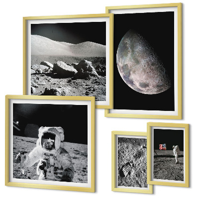 Set slika iznad kauča Mjesečevi krajolici astronauta