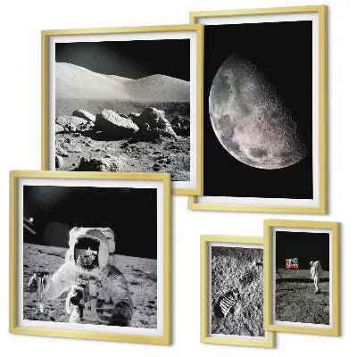 Set slika Mjesečevi krajolici s astronautom set za postavljanje iznad kauča