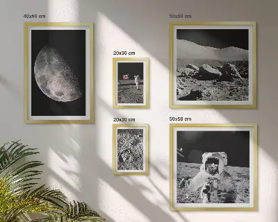 Set slika Mjesečevi krajolici s astronautom set za postavljanje iznad kauča