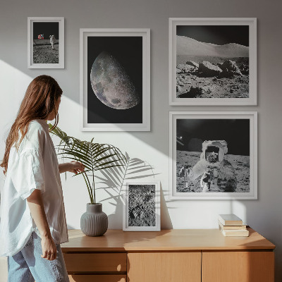 Set slika iznad kauča Mjesečevi krajolici astronauta