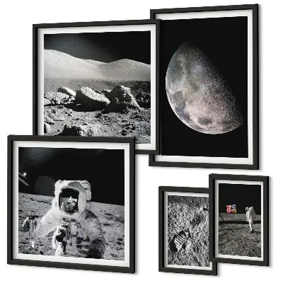 Set slika Mjesečevi krajolici s astronautom set za postavljanje iznad kauča