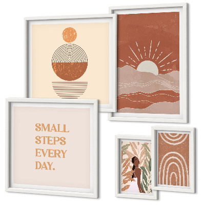 Set 5 slika u okviru Slogani pozitivnog karaktera u boho stilu