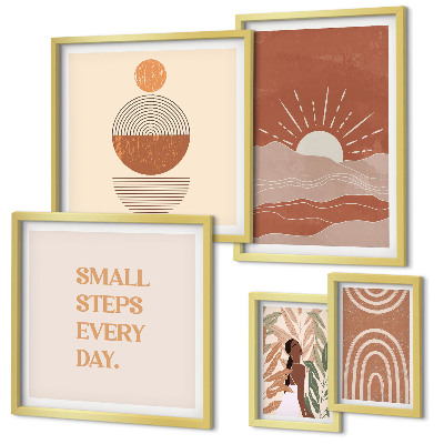 Set 5 slika u okviru Slogani pozitivnog karaktera u boho stilu