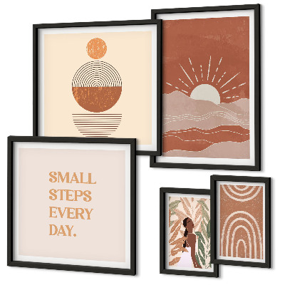 Set 5 slika u okviru Slogani pozitivnog karaktera u boho stilu