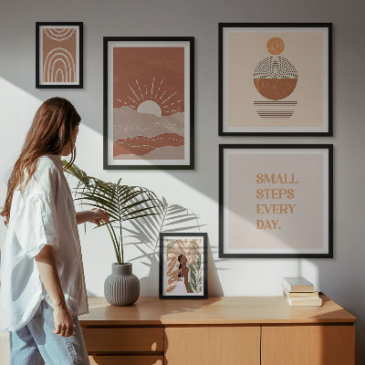 Set 5 slika u okviru Slogani pozitivnog karaktera u boho stilu