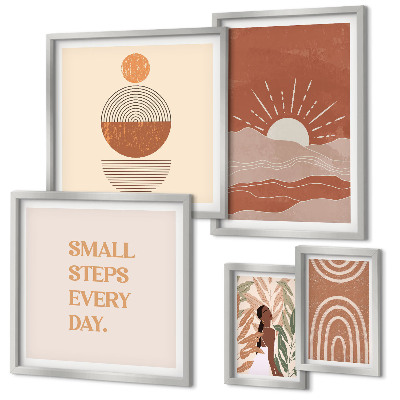 Set 5 slika u okviru Slogani pozitivnog karaktera u boho stilu