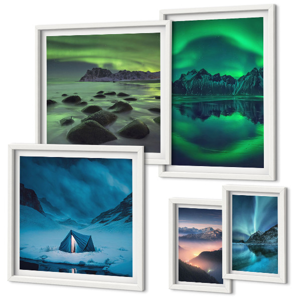 Set slika iznad kauča Zimski krajolici planina Aurora