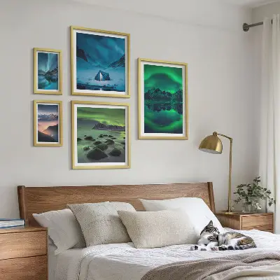 Zimski krajolici planina Aurora set slika iznad kauča