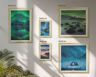 Zimski krajolici planina Aurora set slika iznad kauča