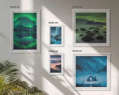 Zimski krajolici planina Aurora set slika iznad kauča
