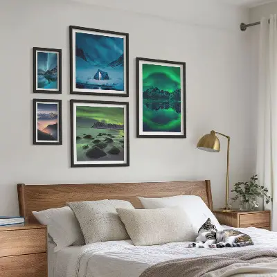 Zimski krajolici planina Aurora set slika iznad kauča