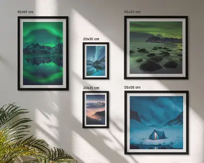Zimski krajolici planina Aurora set slika iznad kauča