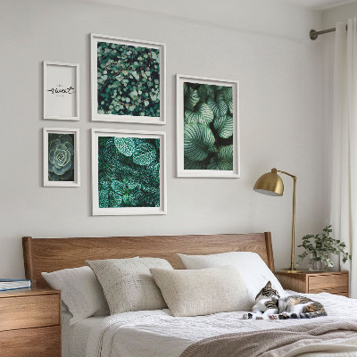 Set slika iznad kauča Zeleno lišće modernih biljaka