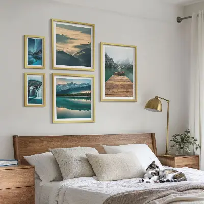 Set od 5 slika u okviru motiv krajolika s planinama i slapovima