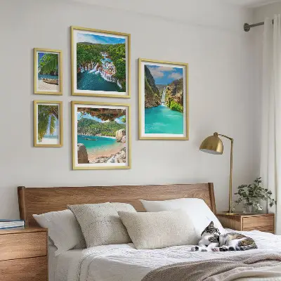 Set slika iznad kauča tropski vodopad na plaži