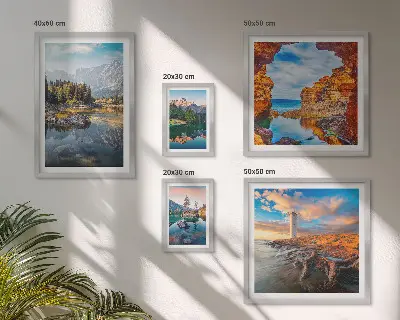 Set slika iznad kauča prirodni planinski pejzaži s vodom