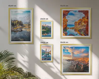 Set slika iznad kauča prirodni planinski pejzaži s vodom