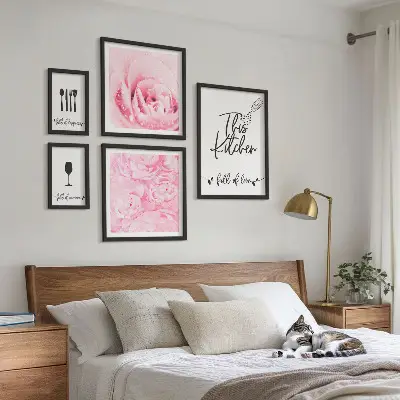 Set od 5 slika u okviru kuhinjske inspiracije s motivom ruža