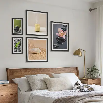 Set slika iznad kauča opuštanje uz zen kamenje i orhideje
