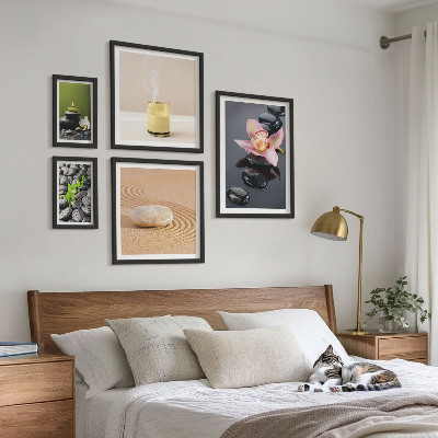 Set slika iznad kauča Opuštanje zen kamenje orhideje