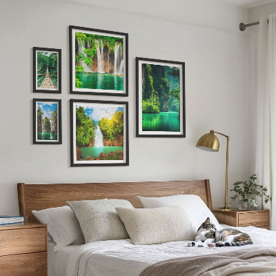 Set slika iznad kauča Zelena priroda tropskih slapova