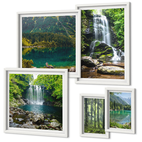 Set 5 slika u okviru Slapovi šumski krajolici priroda