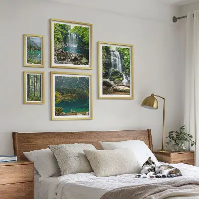 Set od 5 slika šumski krajolici sa slapovima u okviru