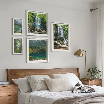 Set od 5 slika šumski krajolici sa slapovima u okviru