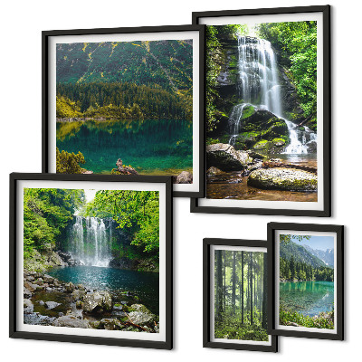 Set 5 slika u okviru Slapovi šumski krajolici priroda