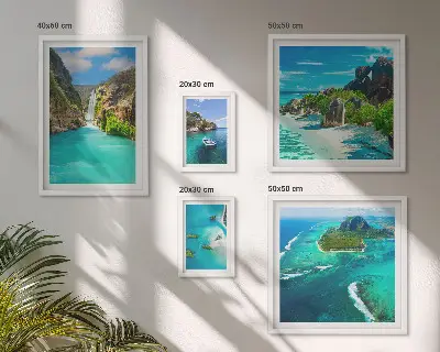Tropski vodopadi i plaže poliptih u okviru