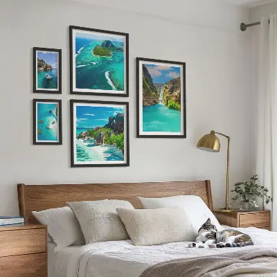 Tropski vodopadi i plaže poliptih u okviru
