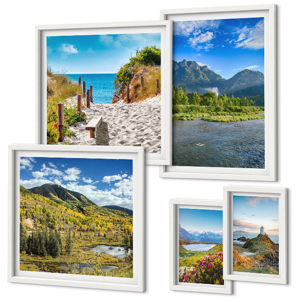 Set 5 slika u okviru Krajolici planina i plaža