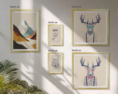 Elegantni portreti životinja poliptih u okviru