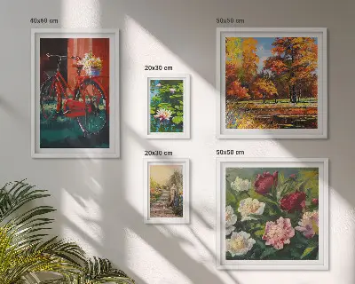 Set od 5 slika u okviru slikoviti cvjetni bicikli