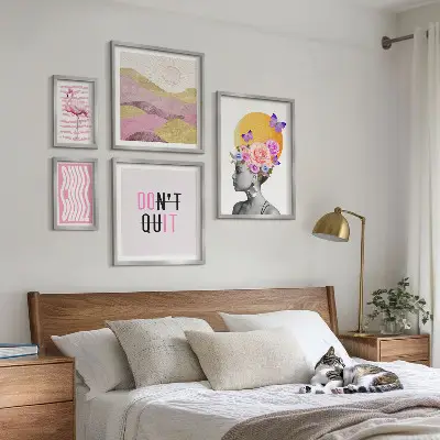 Set slika iznad kauča inspiracije s motivima cvijeća u boho stilu