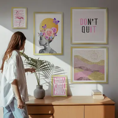 Set slika iznad kauča inspiracije s motivima cvijeća u boho stilu