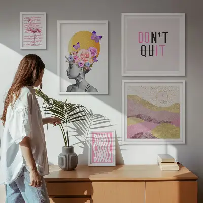 Set slika iznad kauča inspiracije s motivima cvijeća u boho stilu