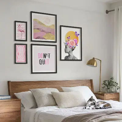 Set slika iznad kauča inspiracije s motivima cvijeća u boho stilu