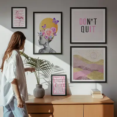 Set slika iznad kauča inspiracije s motivima cvijeća u boho stilu