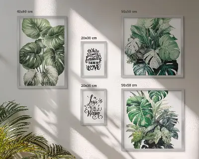 Set slika s biljnim motivima citati u boho stilu za iznad kauča