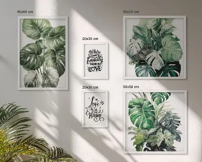Set slika s biljnim motivima citati u boho stilu za iznad kauča
