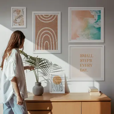 Elegantni ukrasi s motivom biljaka set od 5 slika u okviru