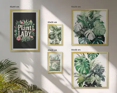 Set slika za zid iznad kauča boho dekoracije u zelenim tonovima