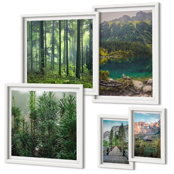 Set slika iznad kauča Planinski krajolici i šume